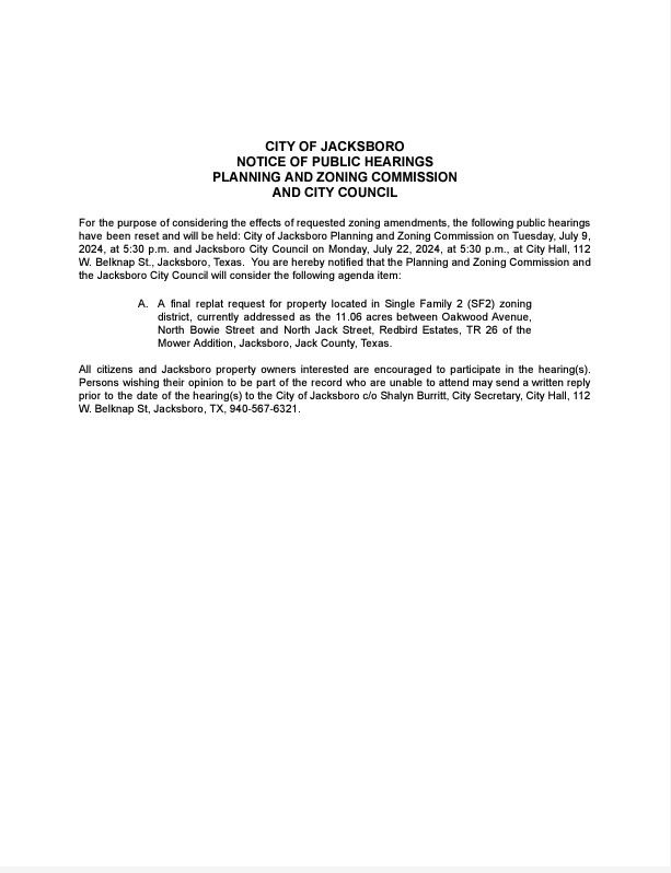 z-04-2024 Rescheduled Public Hearing Notice