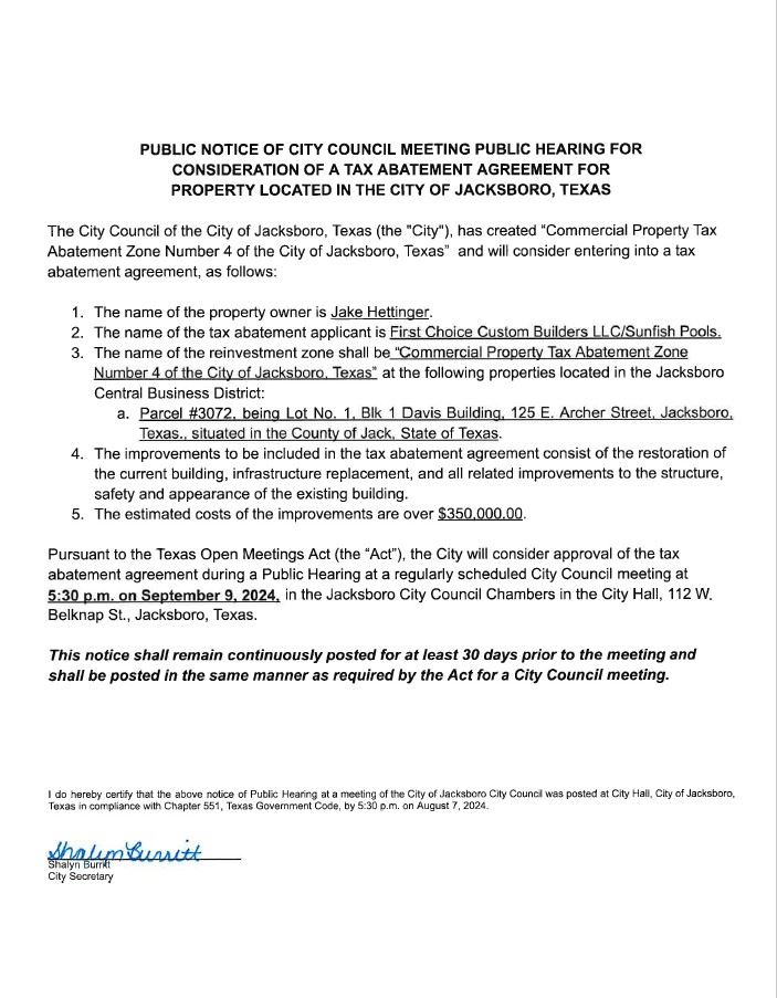 TAx Abatement Posting Sept 9