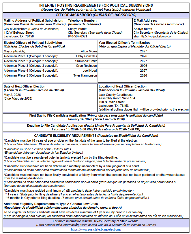 Internet Election Mandatory Posting 2026